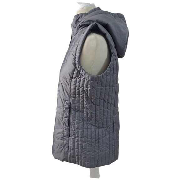 New York & Co Women's Grey Hooded Puffer Vest Fall Winter Outdoor Sz Small - Picture 5 of 9